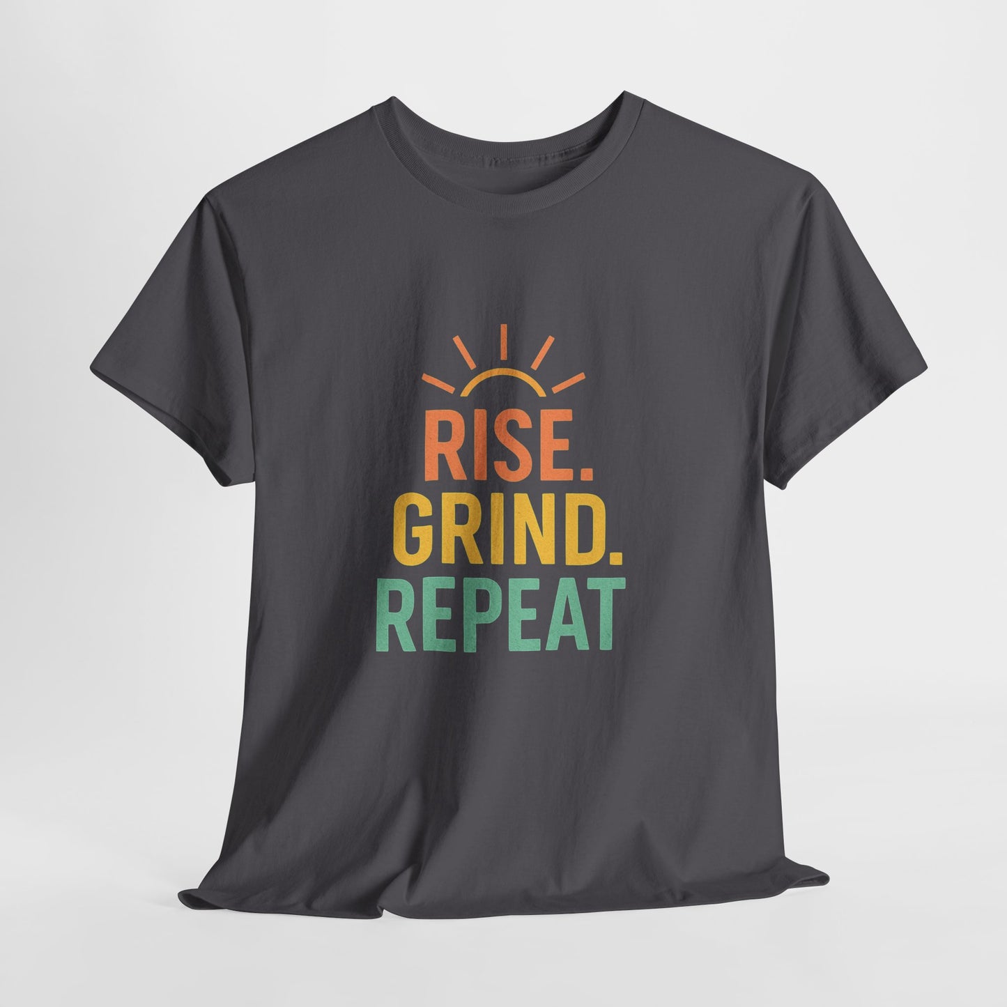 Stay Motivated with Our 'Rise. Grind. Repeat.' Unisex Heavy Cotton Tee - Perfect for Fitness Enthusiasts, Casual Wear, and Gift Ideas!