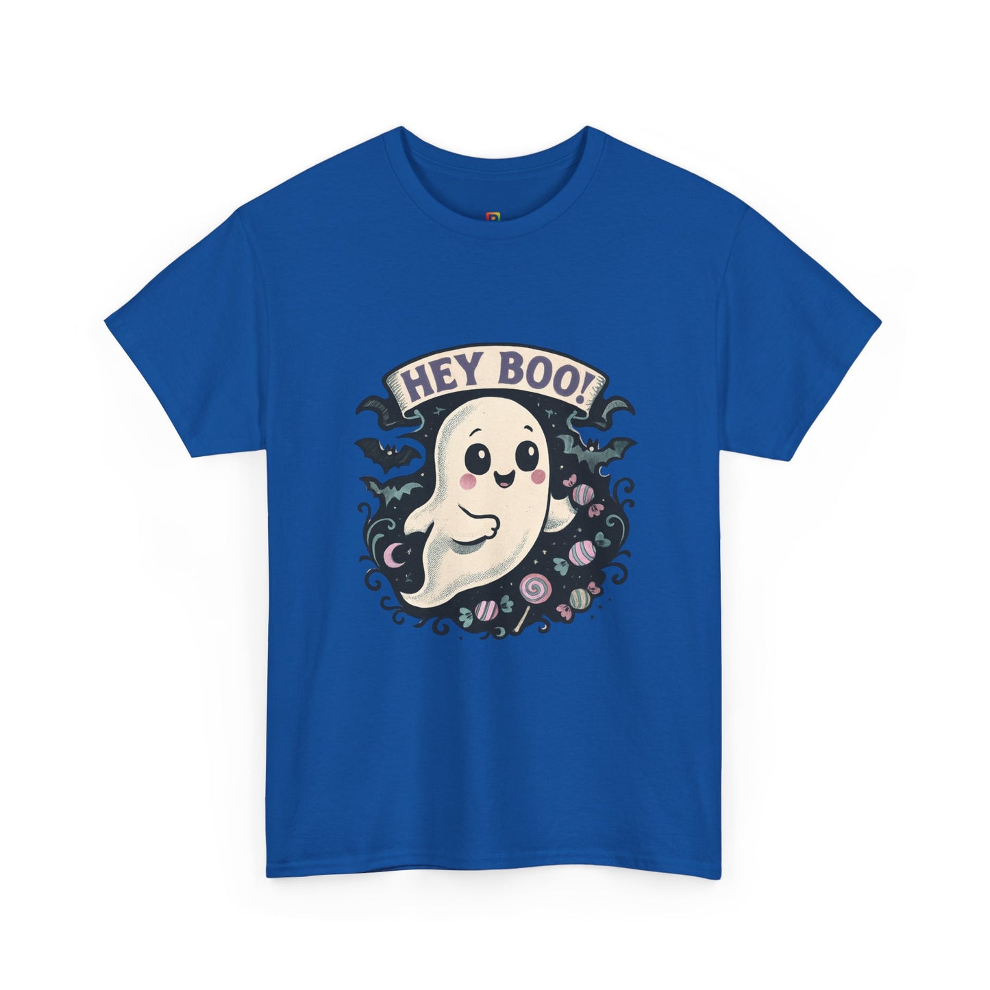 Halloween Ghost Tee, Unisex Cotton Shirt, Spooky Costume, Trick or Treat Apparel, Here for the Boos, Hey Boo Graphic Top