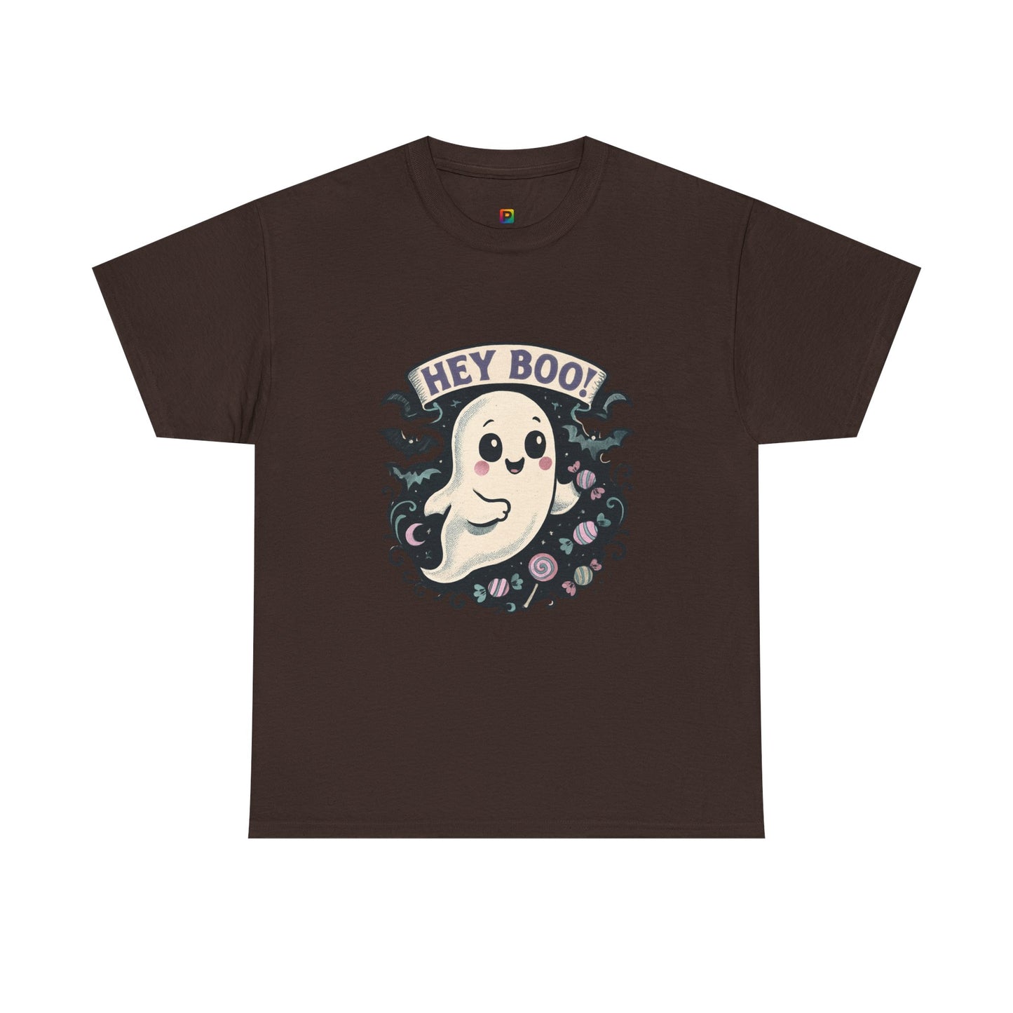 Halloween Ghost Tee, Unisex Cotton Shirt, Spooky Costume, Trick or Treat Apparel, Here for the Boos, Hey Boo Graphic Top