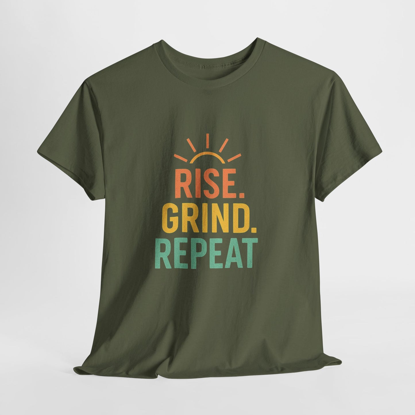 Stay Motivated with Our 'Rise. Grind. Repeat.' Unisex Heavy Cotton Tee - Perfect for Fitness Enthusiasts, Casual Wear, and Gift Ideas!