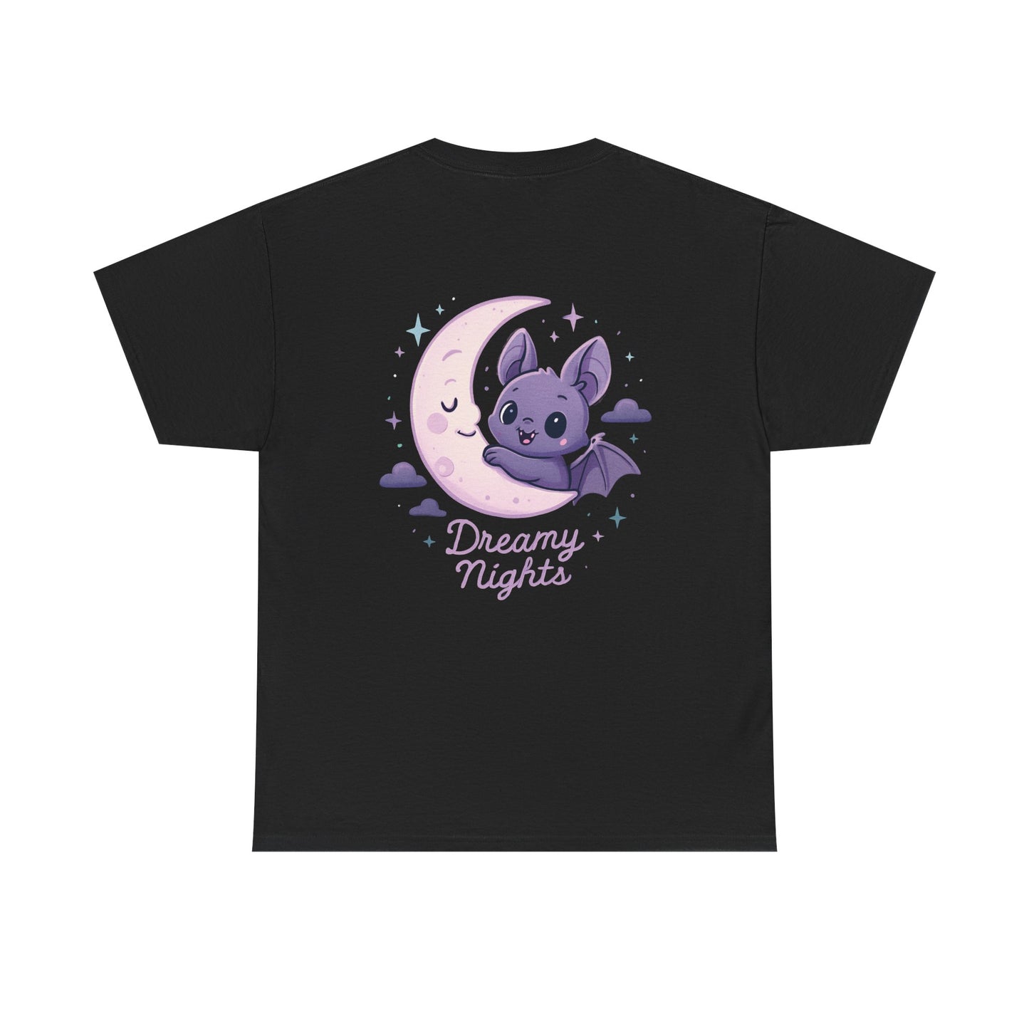 Cute Bat & Moon Unisex Tee for Dreamy Nights, Halloween T-Shirt, Magical Gift, Kids & Adults, Cozy Casual Outfit