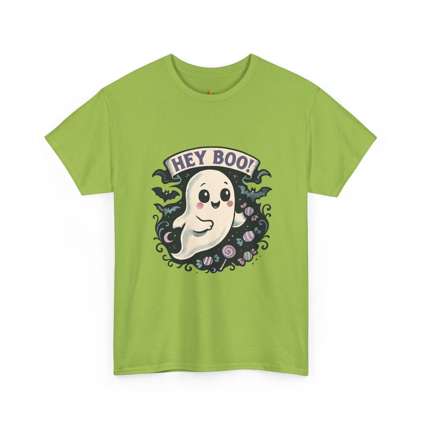 Halloween Ghost Tee, Unisex Cotton Shirt, Spooky Costume, Trick or Treat Apparel, Here for the Boos, Hey Boo Graphic Top