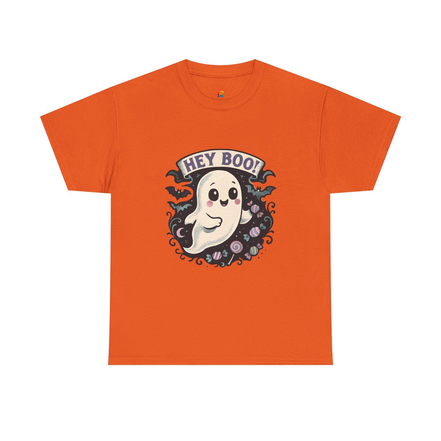 Halloween Ghost Tee, Unisex Cotton Shirt, Spooky Costume, Trick or Treat Apparel, Here for the Boos, Hey Boo Graphic Top