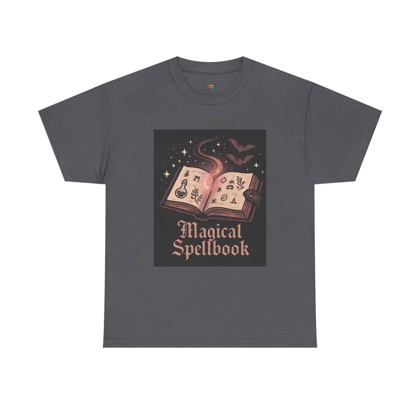 Magical Spellbook Unisex Heavy Cotton Tee, Witchy Shirt, Halloween Apparel, Gift for Her, Cozy Everyday Wear