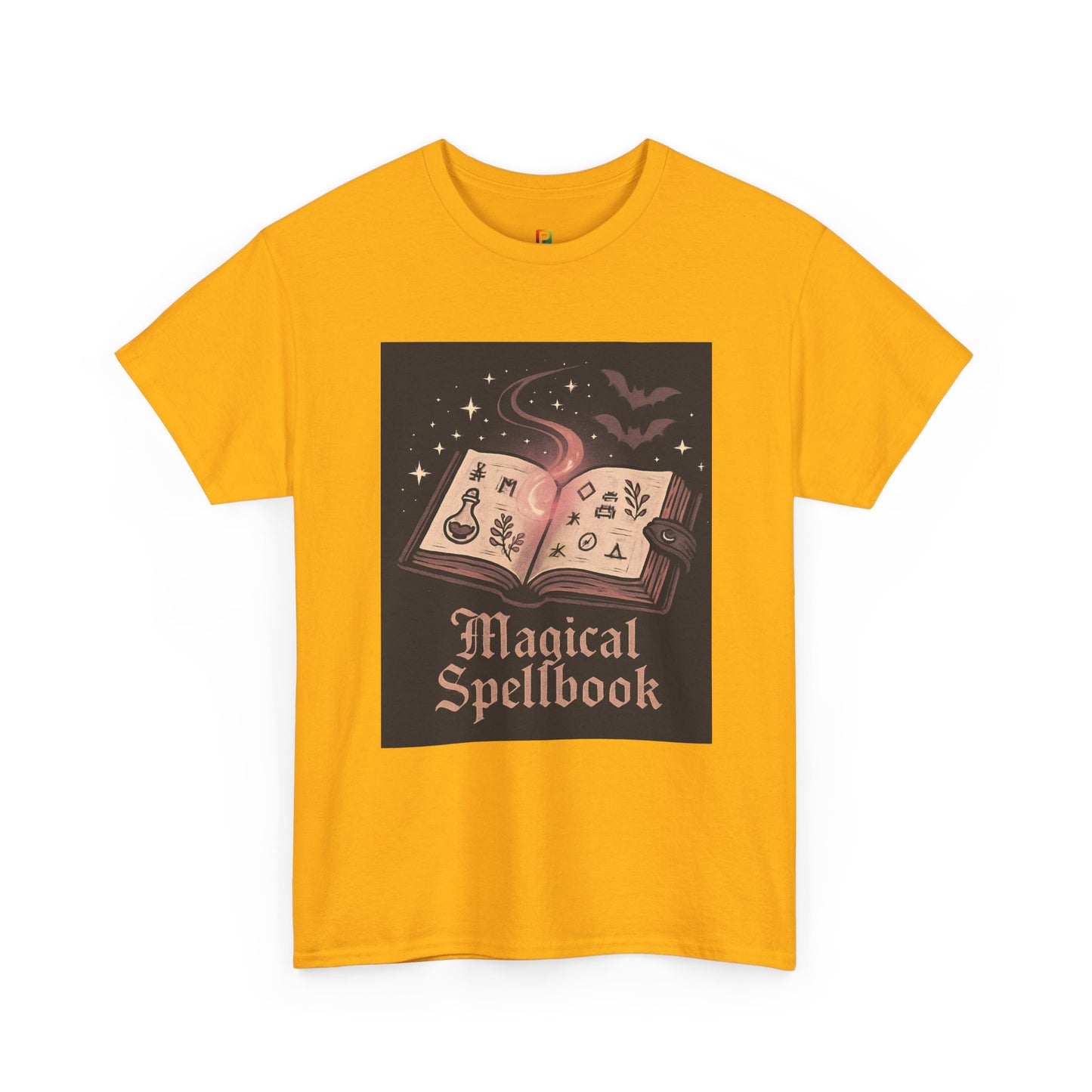 Magical Spellbook Unisex Heavy Cotton Tee, Witchy Shirt, Halloween Apparel, Gift for Her, Cozy Everyday Wear