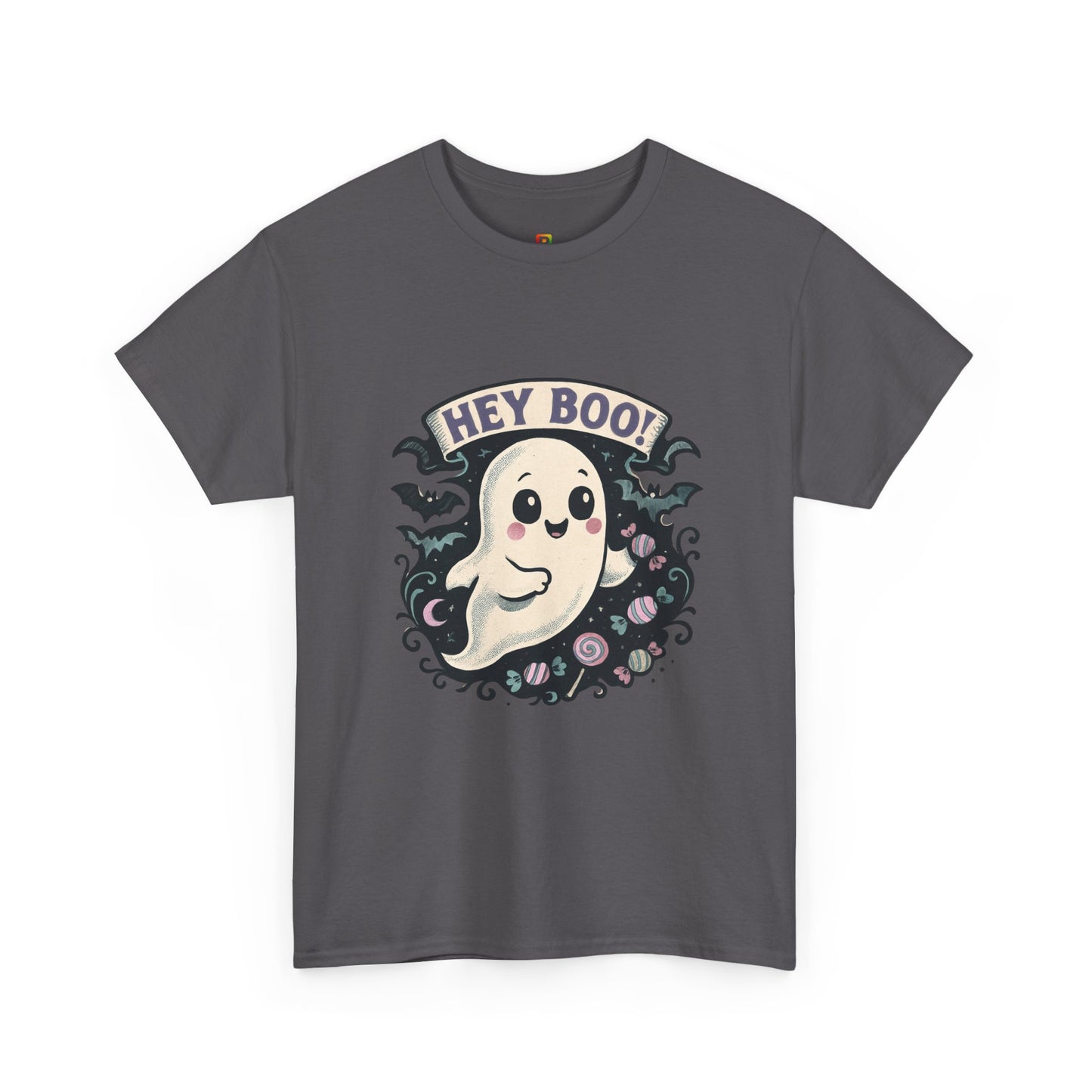 Halloween Ghost Tee, Unisex Cotton Shirt, Spooky Costume, Trick or Treat Apparel, Here for the Boos, Hey Boo Graphic Top