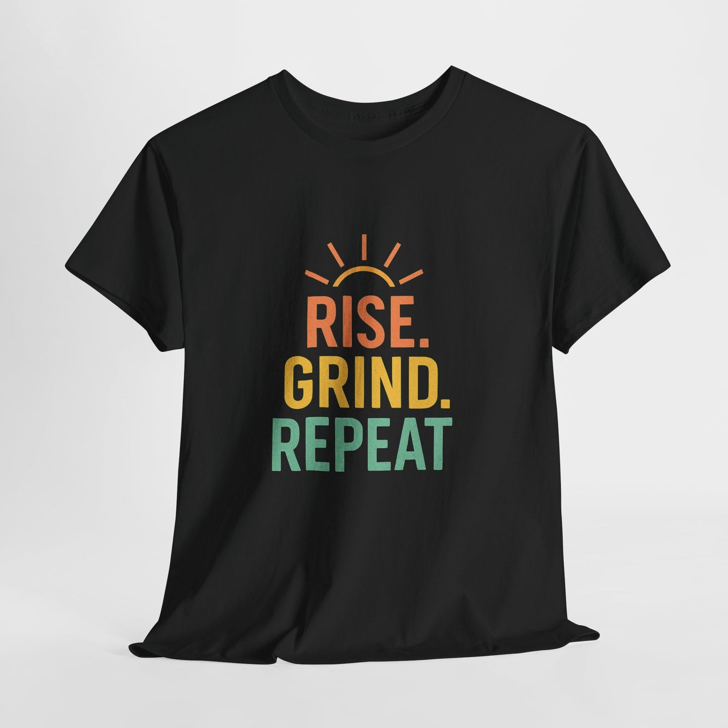 Stay Motivated with Our 'Rise. Grind. Repeat.' Unisex Heavy Cotton Tee - Perfect for Fitness Enthusiasts, Casual Wear, and Gift Ideas!