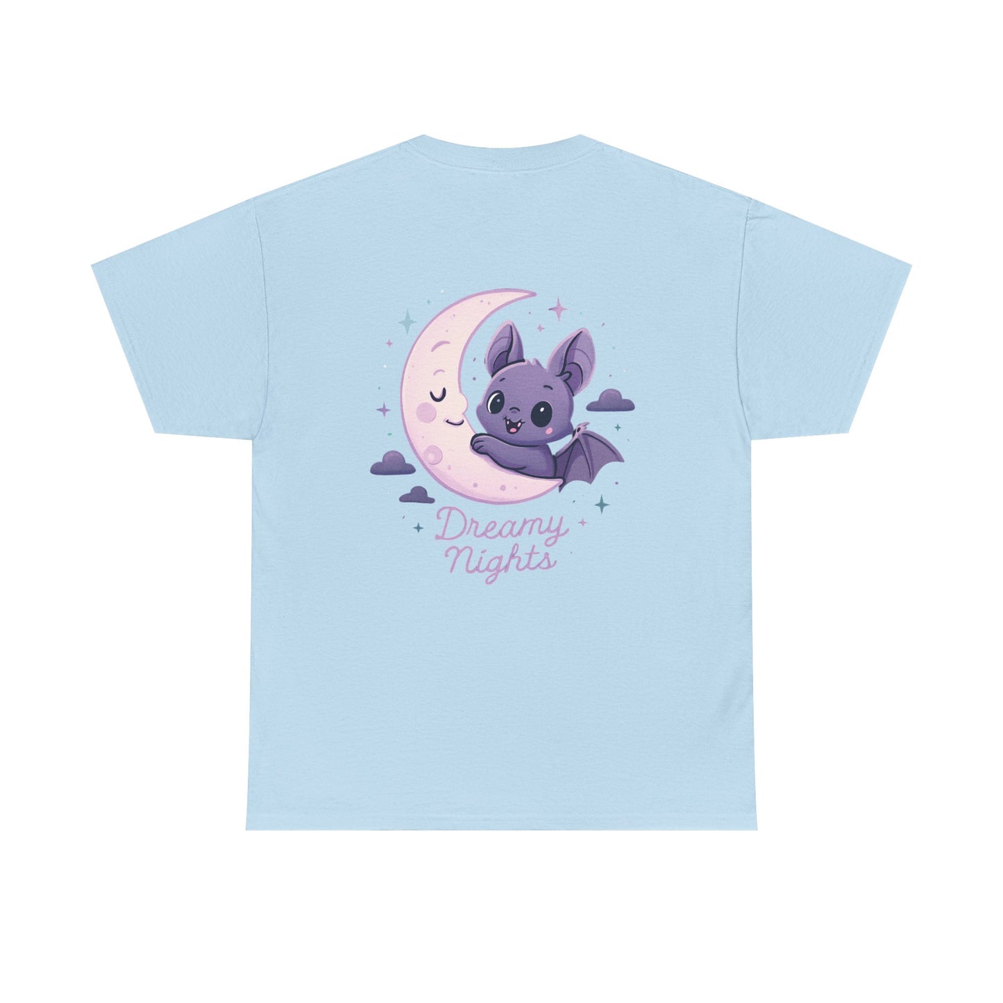 Cute Bat & Moon Unisex Tee for Dreamy Nights, Halloween T-Shirt, Magical Gift, Kids & Adults, Cozy Casual Outfit