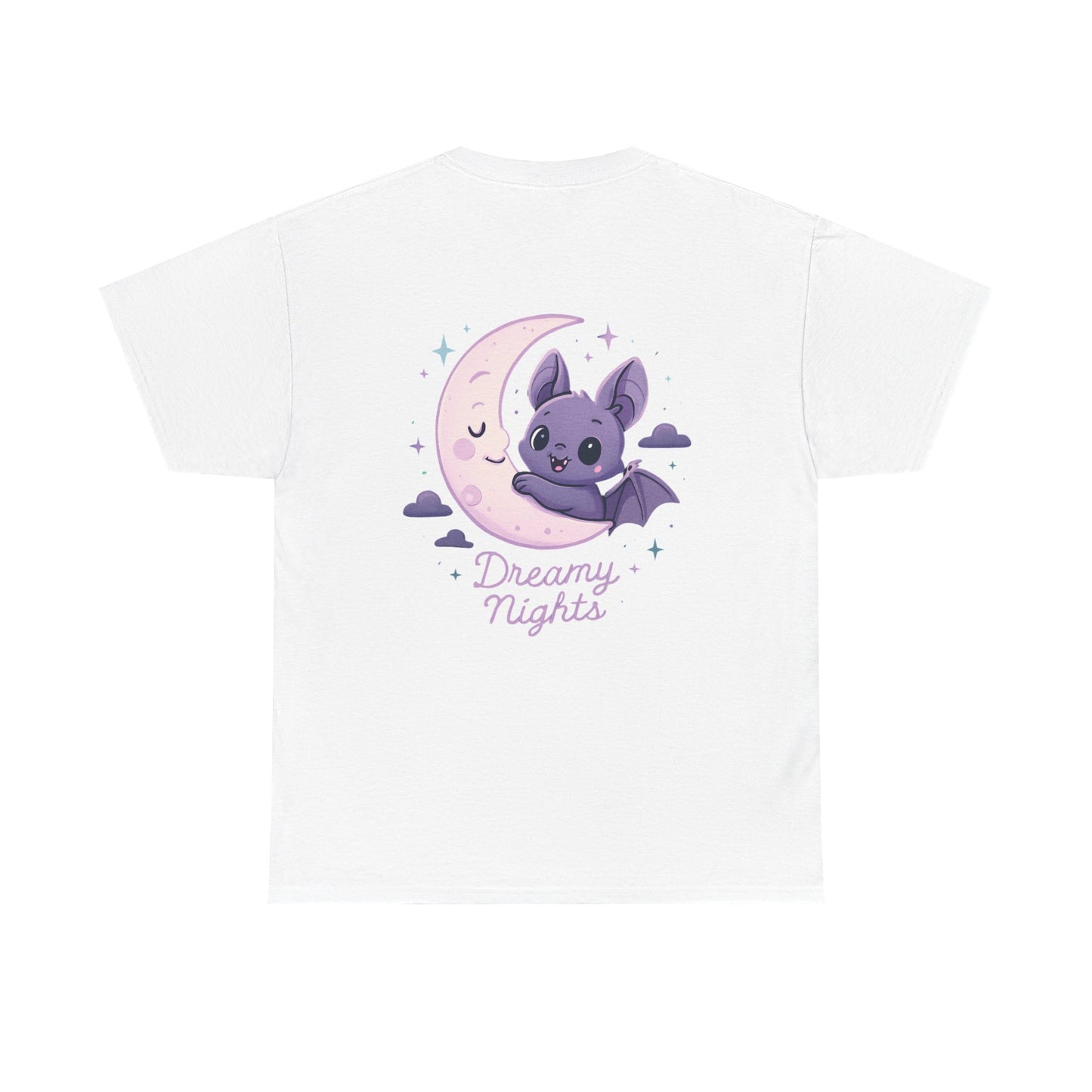 Cute Bat & Moon Unisex Tee for Dreamy Nights, Halloween T-Shirt, Magical Gift, Kids & Adults, Cozy Casual Outfit