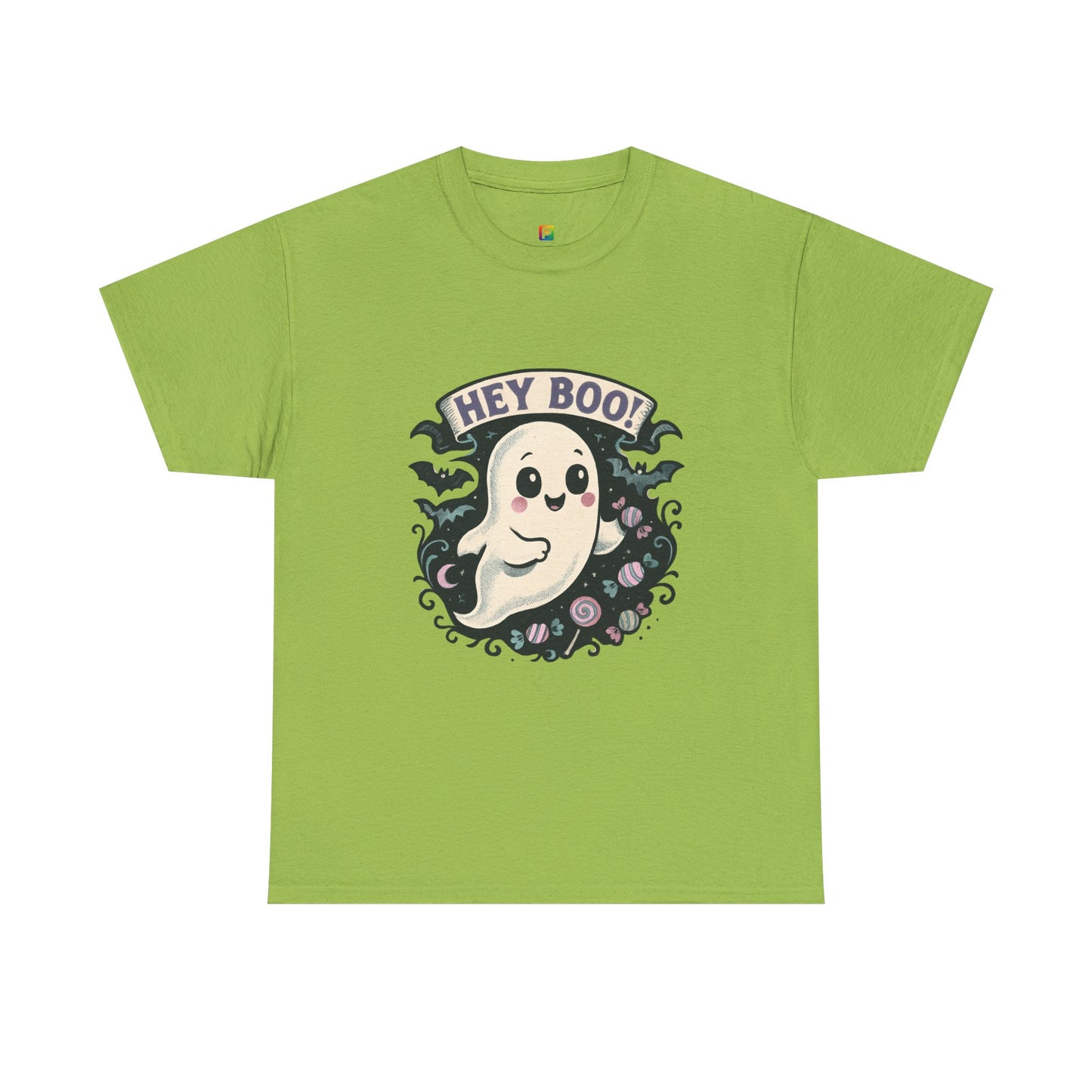 Halloween Ghost Tee, Unisex Cotton Shirt, Spooky Costume, Trick or Treat Apparel, Here for the Boos, Hey Boo Graphic Top