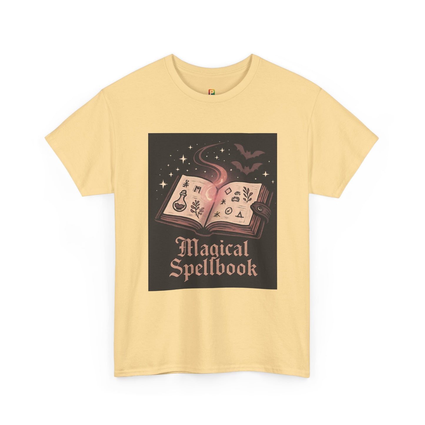 Magical Spellbook Unisex Heavy Cotton Tee, Witchy Shirt, Halloween Apparel, Gift for Her, Cozy Everyday Wear