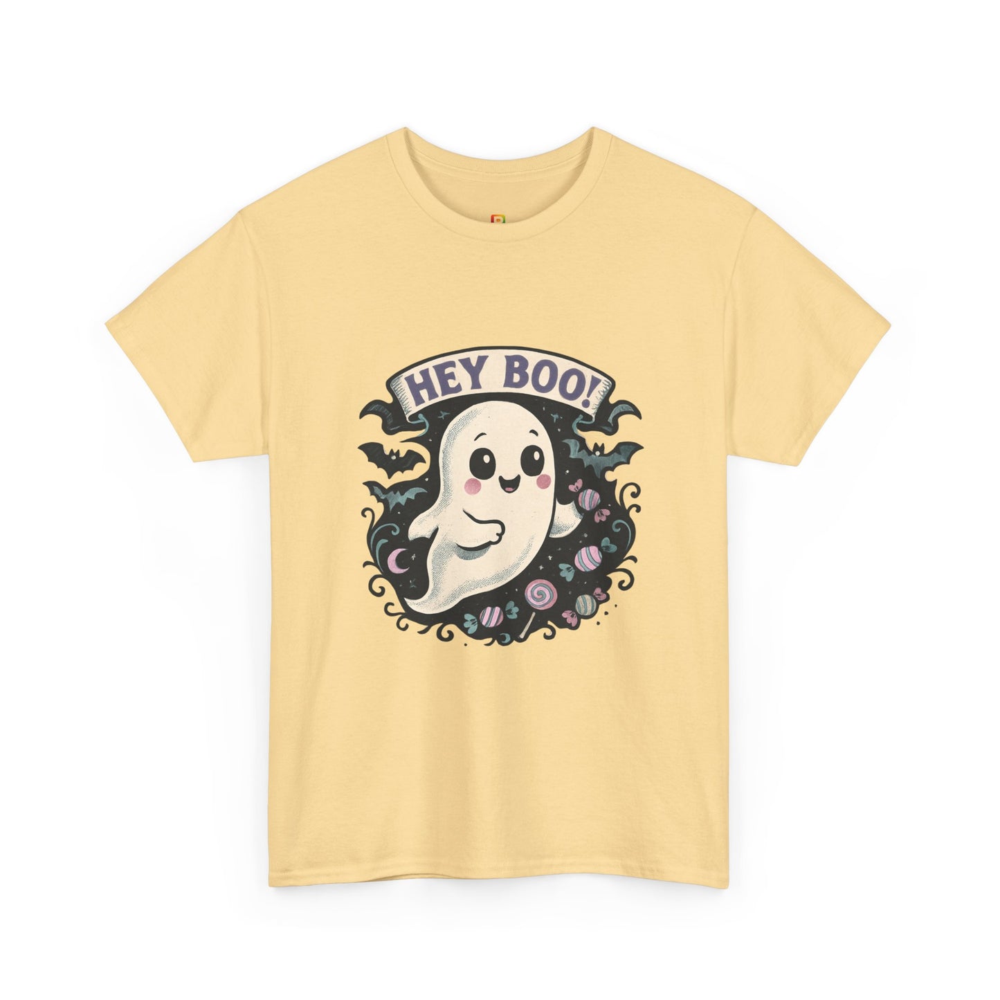 Halloween Ghost Tee, Unisex Cotton Shirt, Spooky Costume, Trick or Treat Apparel, Here for the Boos, Hey Boo Graphic Top