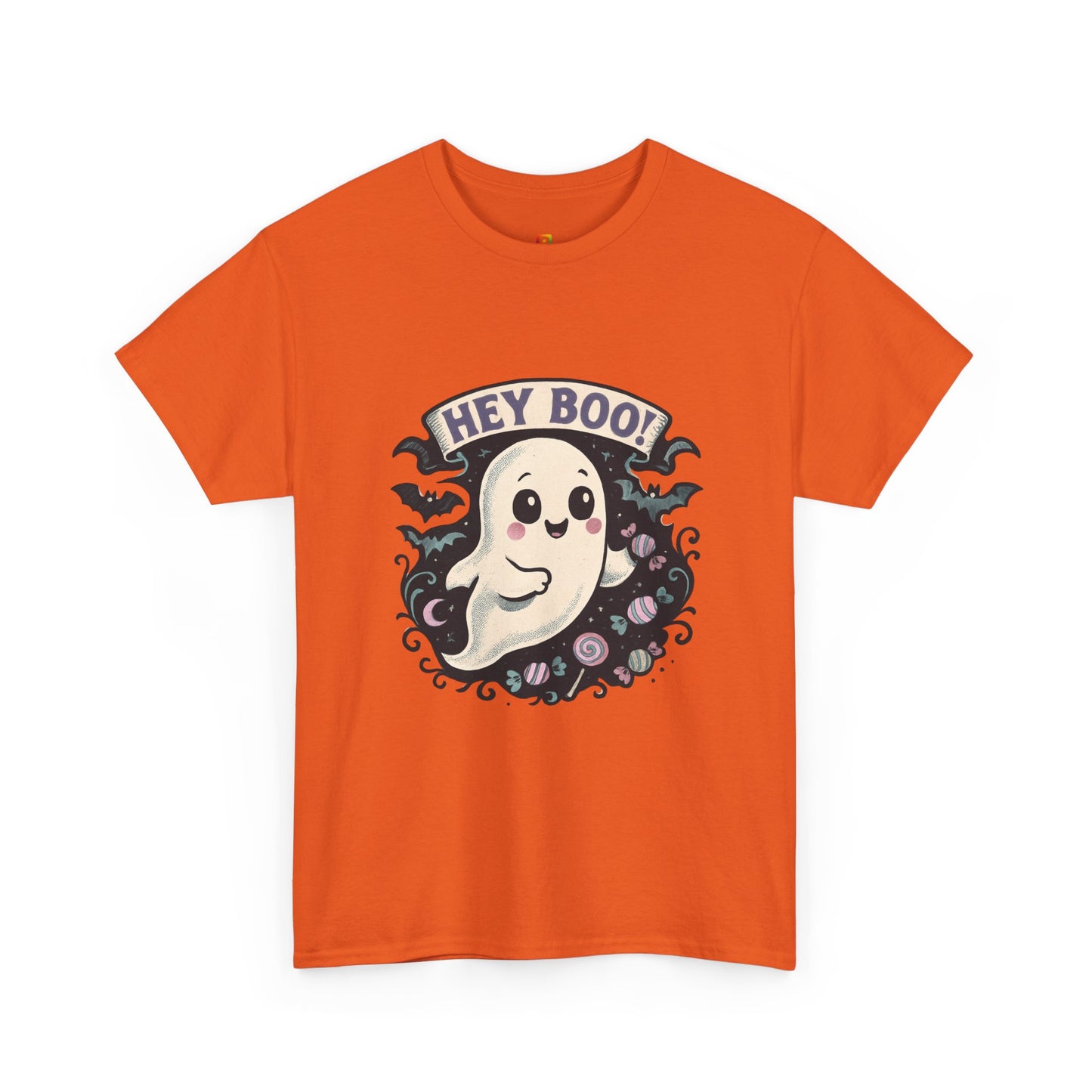 Halloween Ghost Tee, Unisex Cotton Shirt, Spooky Costume, Trick or Treat Apparel, Here for the Boos, Hey Boo Graphic Top