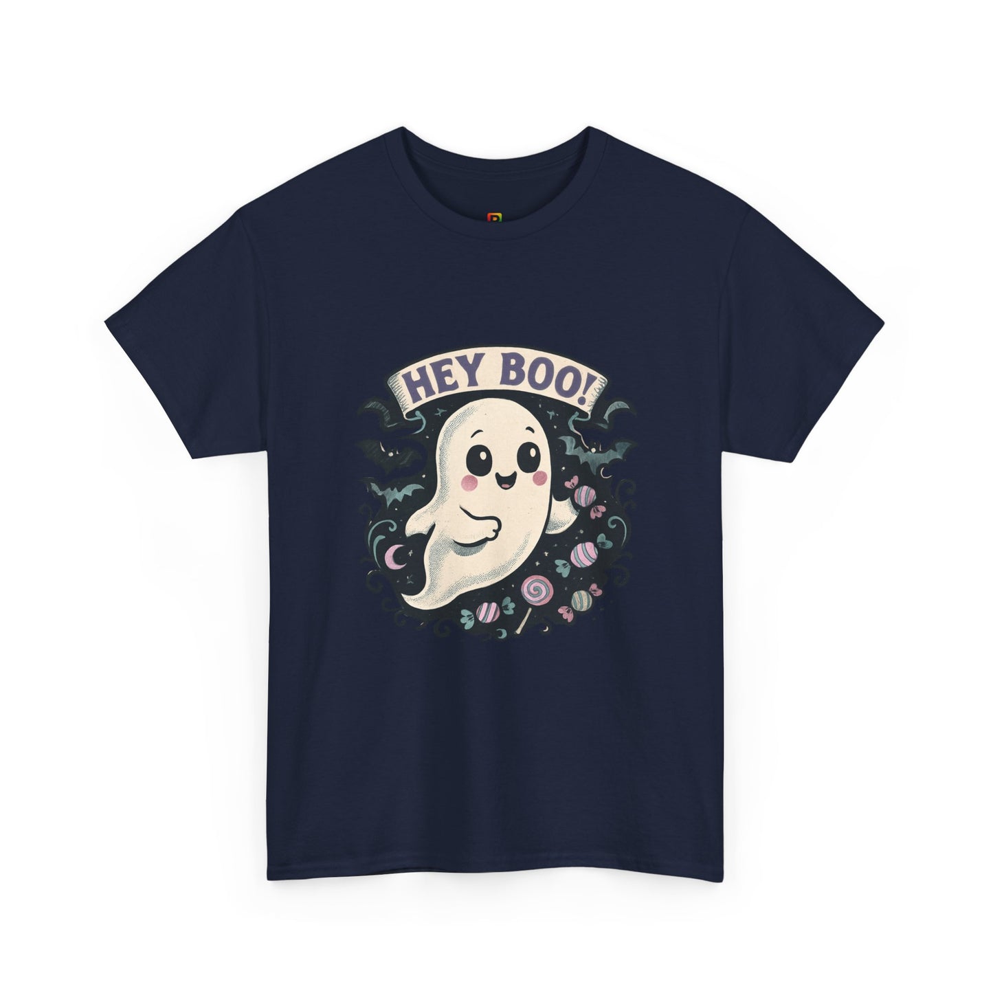 Halloween Ghost Tee, Unisex Cotton Shirt, Spooky Costume, Trick or Treat Apparel, Here for the Boos, Hey Boo Graphic Top