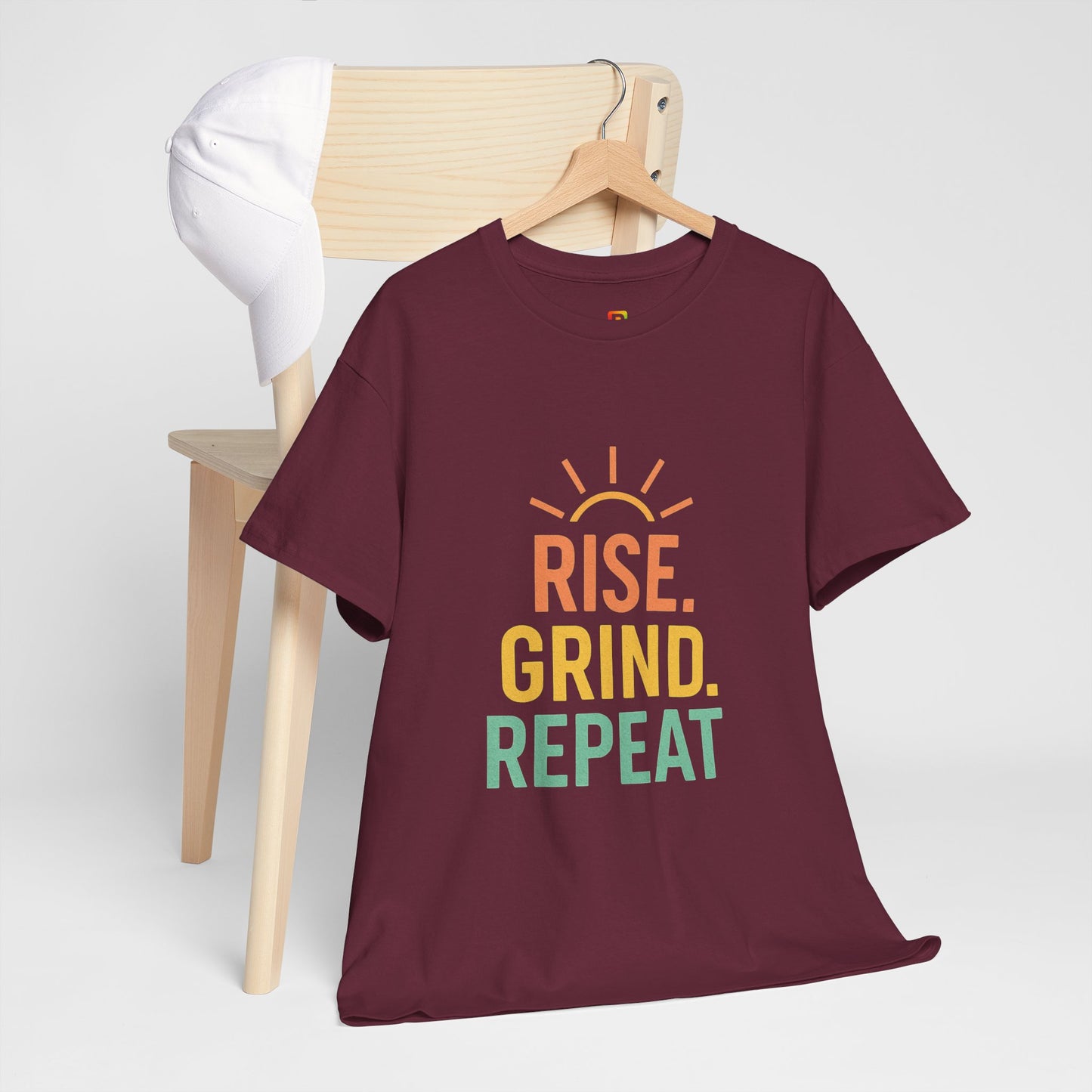 Stay Motivated with Our 'Rise. Grind. Repeat.' Unisex Heavy Cotton Tee - Perfect for Fitness Enthusiasts, Casual Wear, and Gift Ideas!