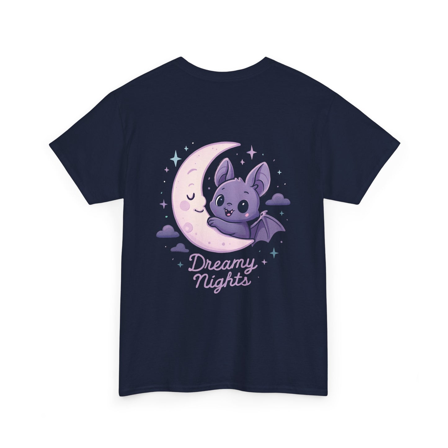 Cute Bat & Moon Unisex Tee for Dreamy Nights, Halloween T-Shirt, Magical Gift, Kids & Adults, Cozy Casual Outfit