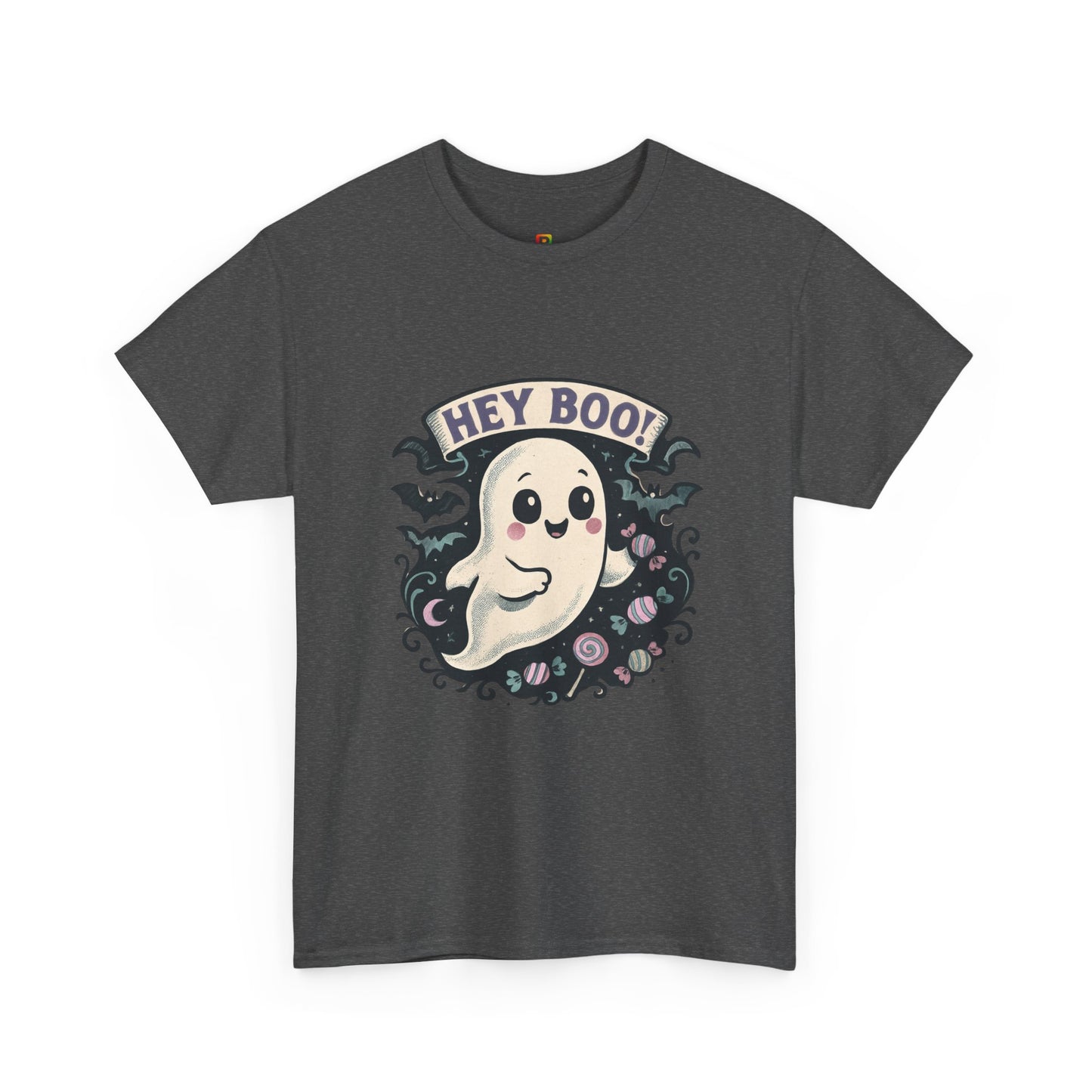 Halloween Ghost Tee, Unisex Cotton Shirt, Spooky Costume, Trick or Treat Apparel, Here for the Boos, Hey Boo Graphic Top