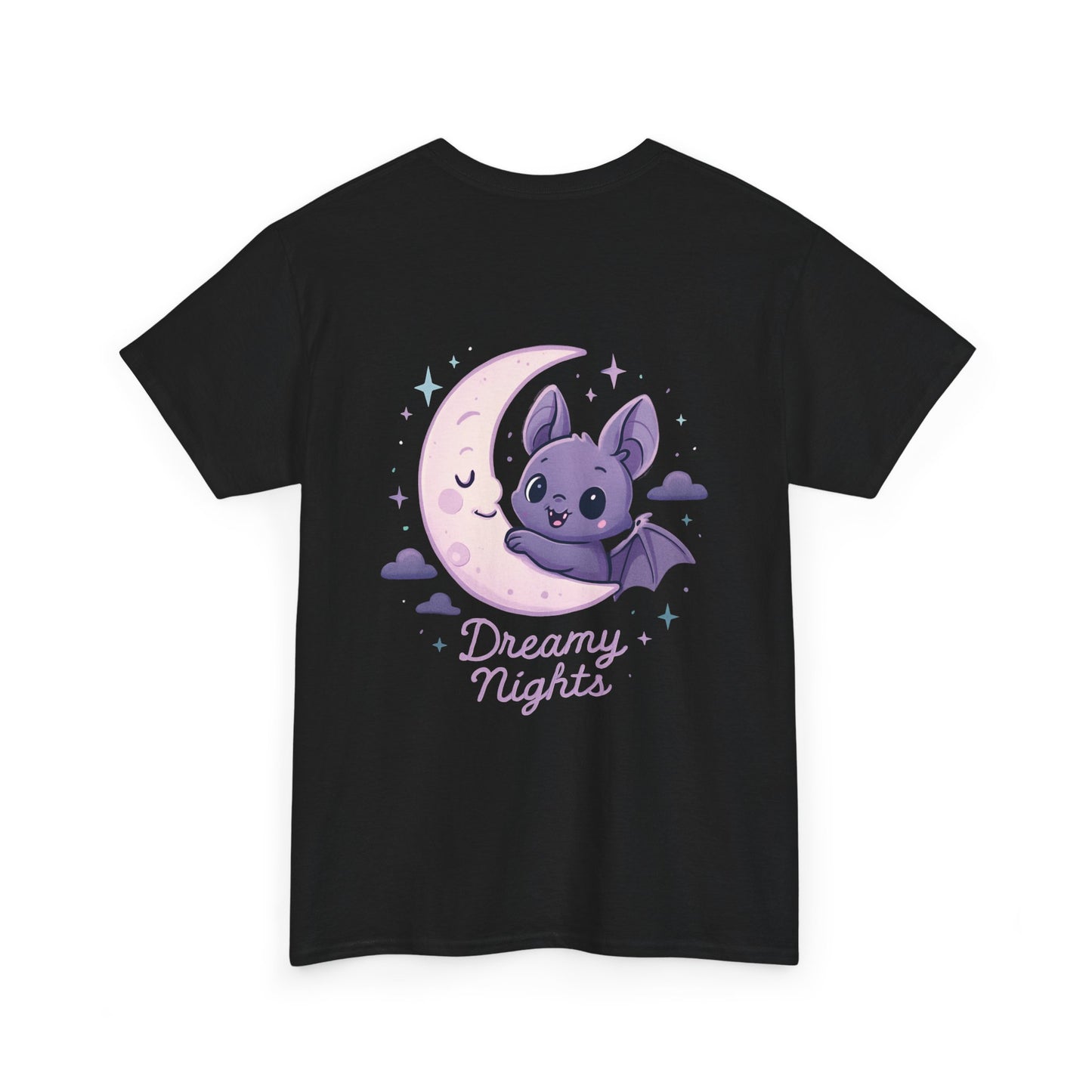 Cute Bat & Moon Unisex Tee for Dreamy Nights, Halloween T-Shirt, Magical Gift, Kids & Adults, Cozy Casual Outfit