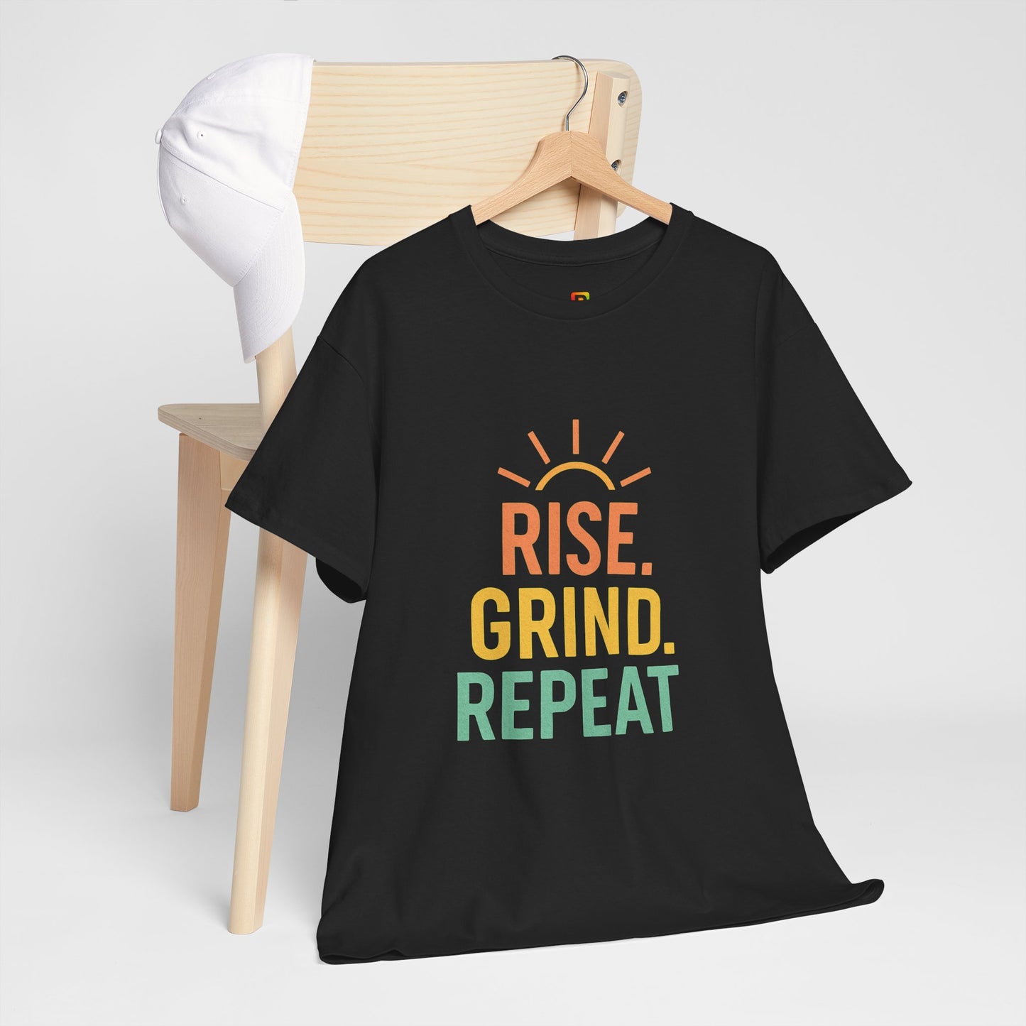 Stay Motivated with Our 'Rise. Grind. Repeat.' Unisex Heavy Cotton Tee - Perfect for Fitness Enthusiasts, Casual Wear, and Gift Ideas!