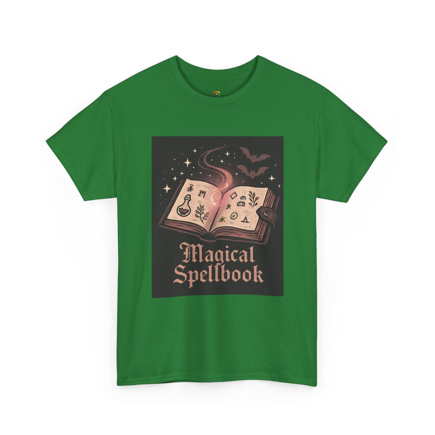 Magical Spellbook Unisex Heavy Cotton Tee, Witchy Shirt, Halloween Apparel, Gift for Her, Cozy Everyday Wear