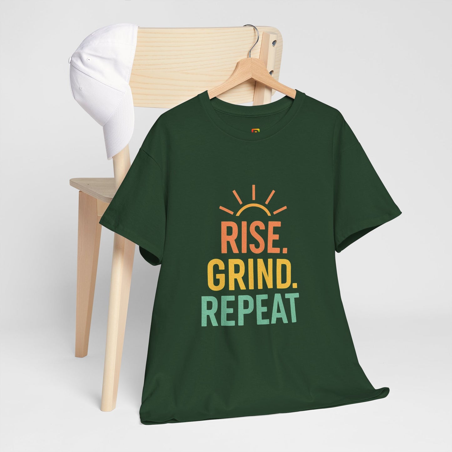 Stay Motivated with Our 'Rise. Grind. Repeat.' Unisex Heavy Cotton Tee - Perfect for Fitness Enthusiasts, Casual Wear, and Gift Ideas!