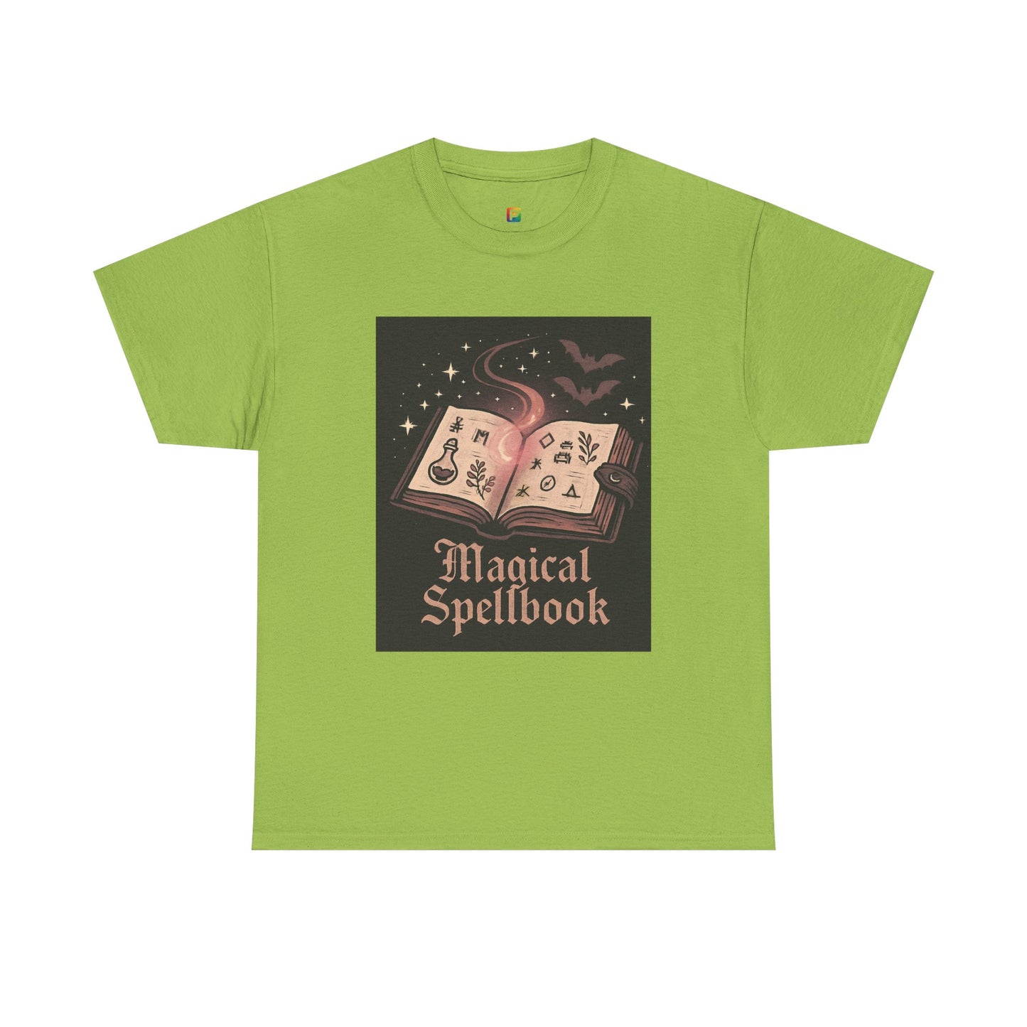 Magical Spellbook Unisex Heavy Cotton Tee, Witchy Shirt, Halloween Apparel, Gift for Her, Cozy Everyday Wear