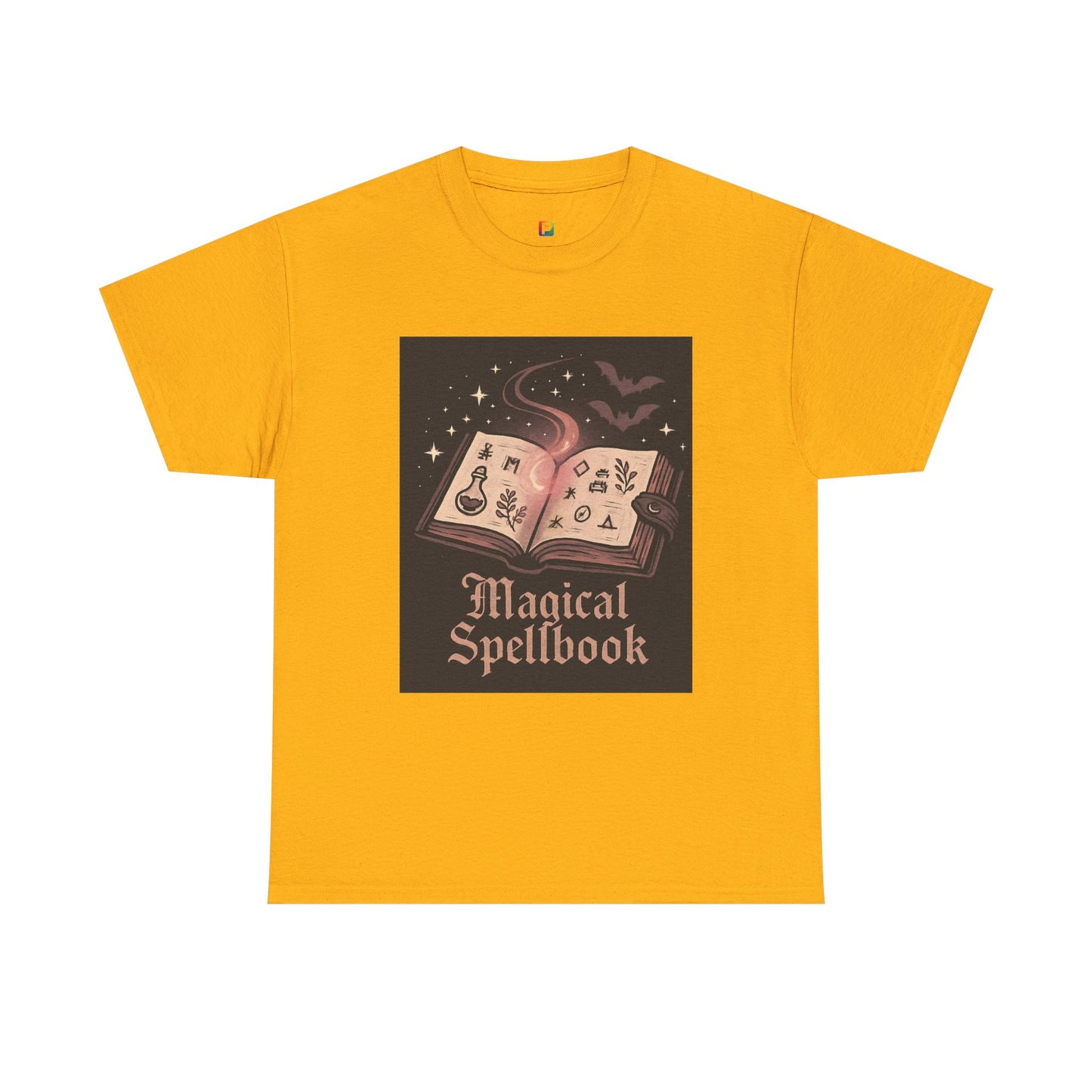 Magical Spellbook Unisex Heavy Cotton Tee, Witchy Shirt, Halloween Apparel, Gift for Her, Cozy Everyday Wear