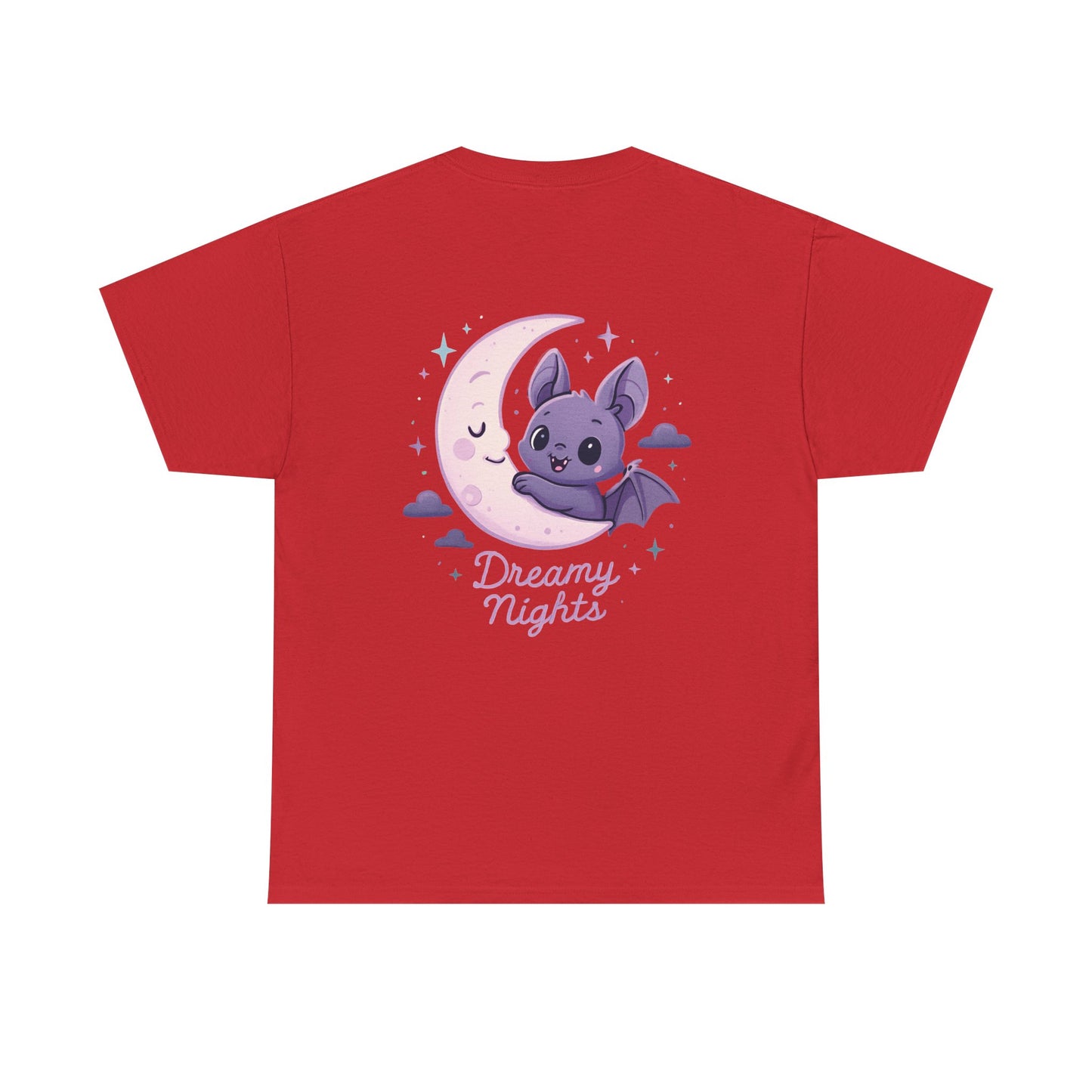 Cute Bat & Moon Unisex Tee for Dreamy Nights, Halloween T-Shirt, Magical Gift, Kids & Adults, Cozy Casual Outfit