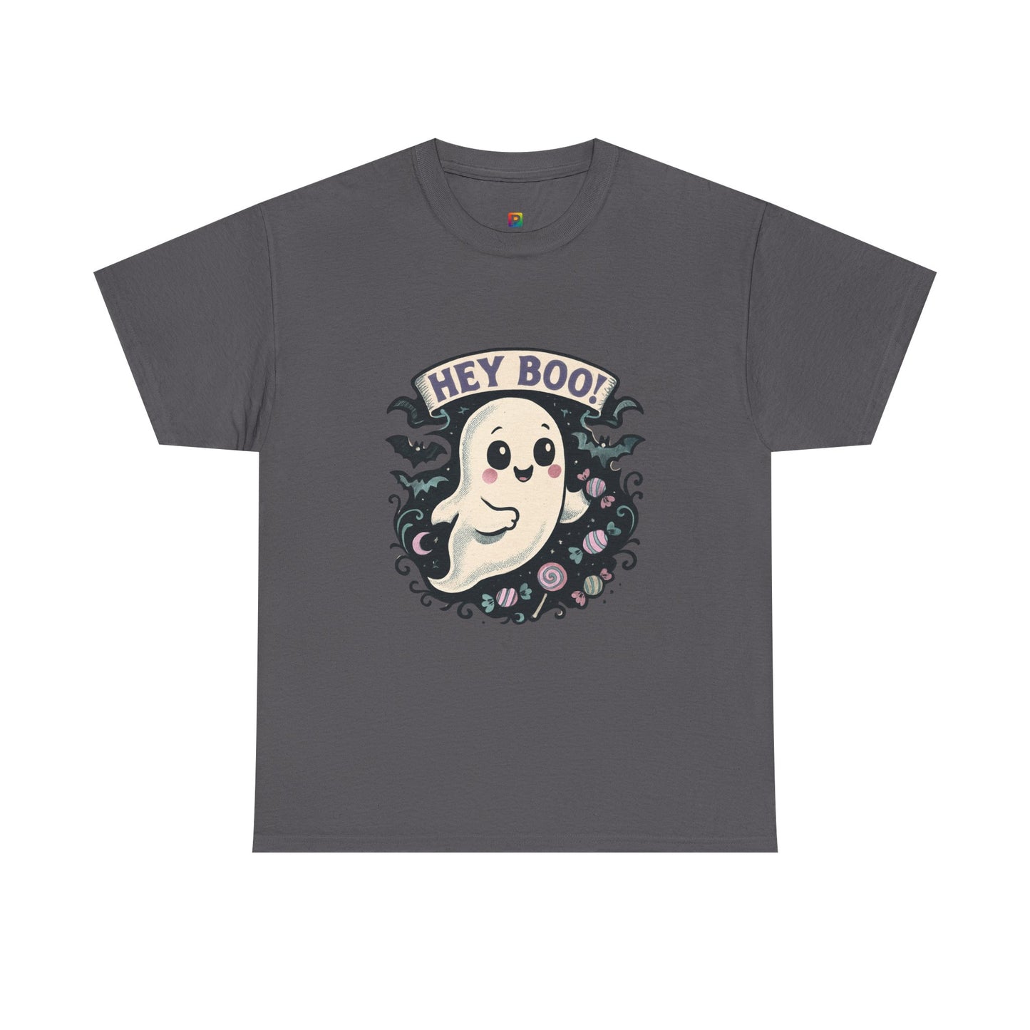 Halloween Ghost Tee, Unisex Cotton Shirt, Spooky Costume, Trick or Treat Apparel, Here for the Boos, Hey Boo Graphic Top