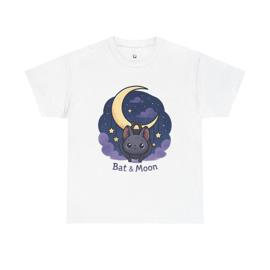 Cute Bat & Moon Unisex Tee for Dreamy Nights, Halloween T-Shirt, Magical Gift, Kids & Adults, Cozy Casual Outfit