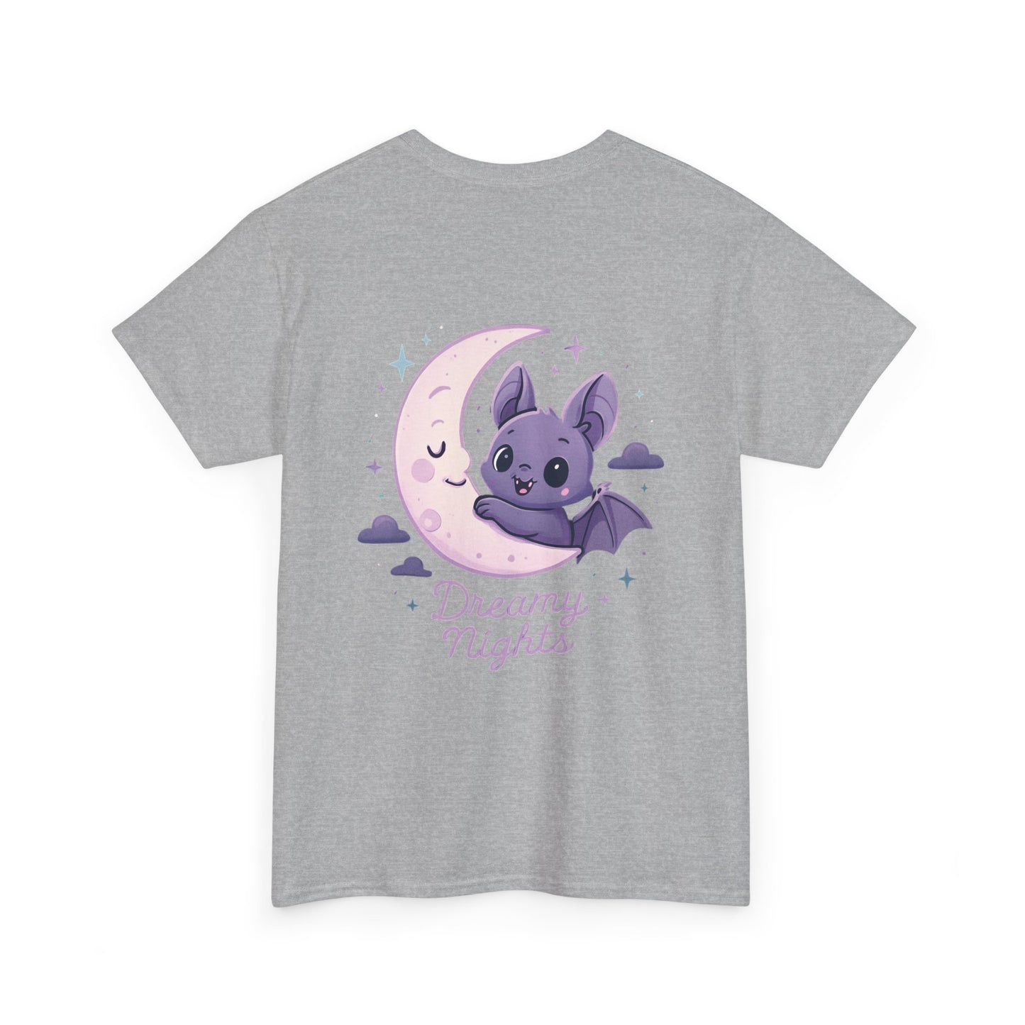 Cute Bat & Moon Unisex Tee for Dreamy Nights, Halloween T-Shirt, Magical Gift, Kids & Adults, Cozy Casual Outfit