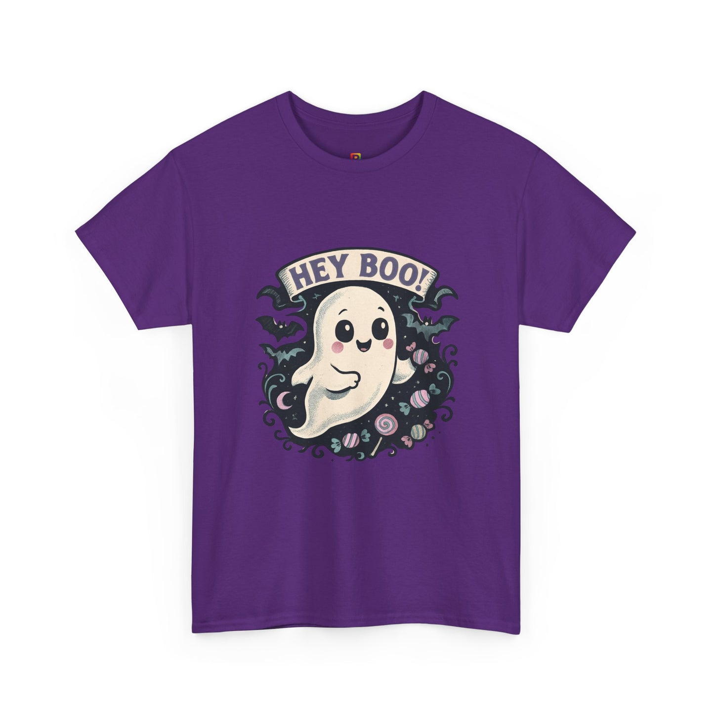 Halloween Ghost Tee, Unisex Cotton Shirt, Spooky Costume, Trick or Treat Apparel, Here for the Boos, Hey Boo Graphic Top
