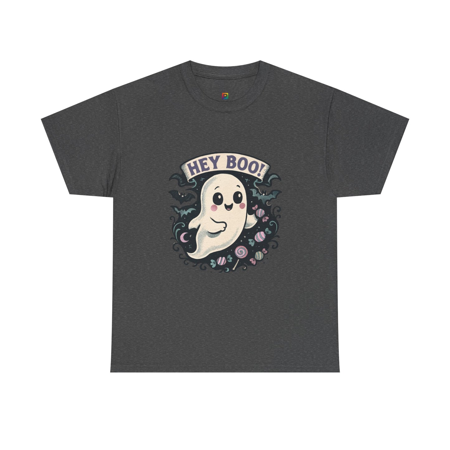 Halloween Ghost Tee, Unisex Cotton Shirt, Spooky Costume, Trick or Treat Apparel, Here for the Boos, Hey Boo Graphic Top