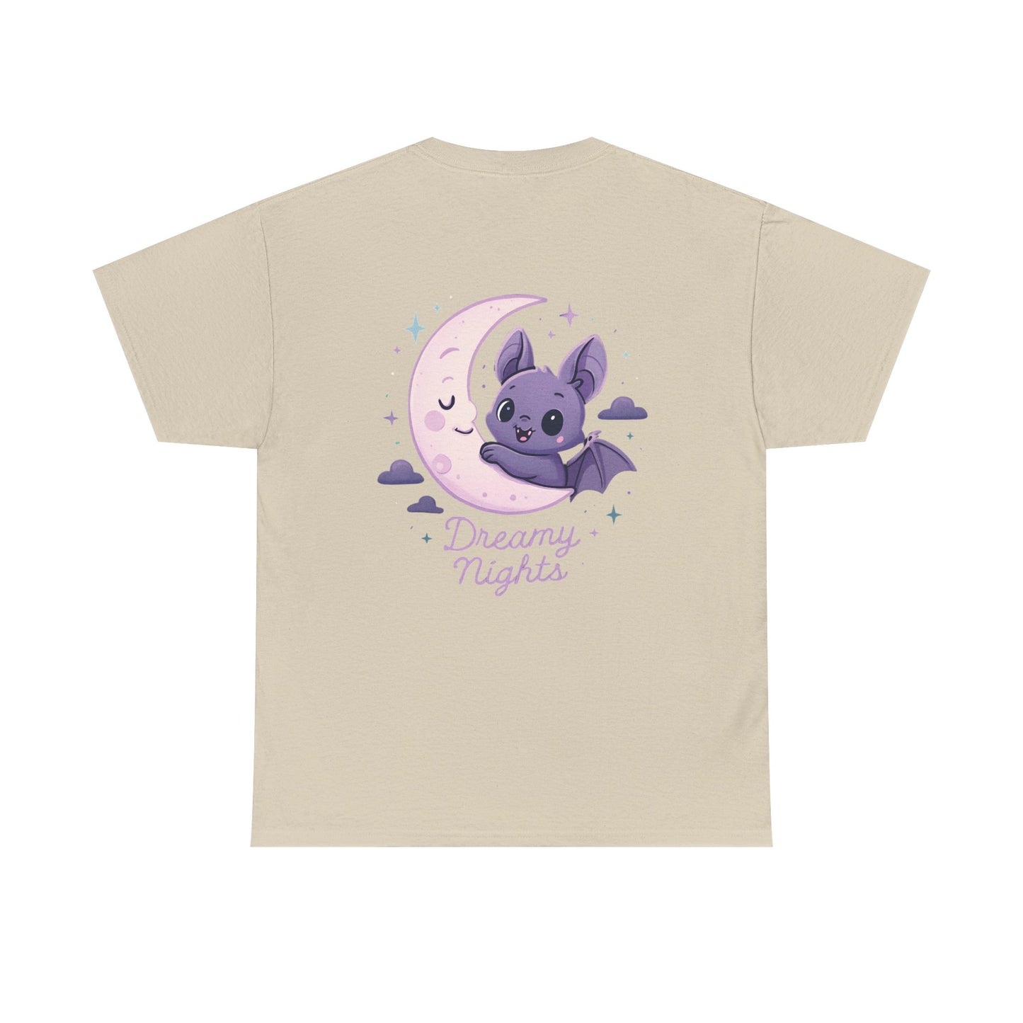 Cute Bat & Moon Unisex Tee for Dreamy Nights, Halloween T-Shirt, Magical Gift, Kids & Adults, Cozy Casual Outfit