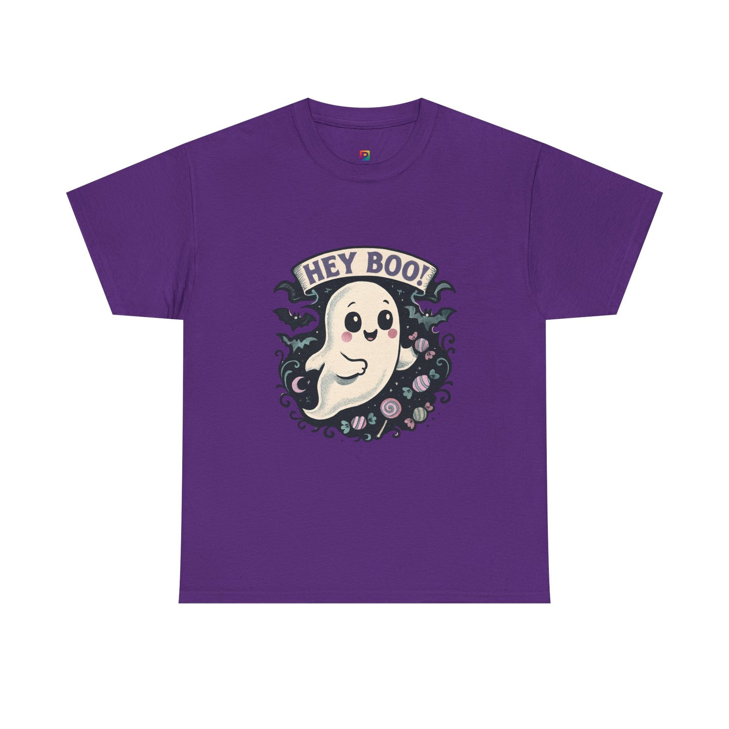 Halloween Ghost Tee, Unisex Cotton Shirt, Spooky Costume, Trick or Treat Apparel, Here for the Boos, Hey Boo Graphic Top