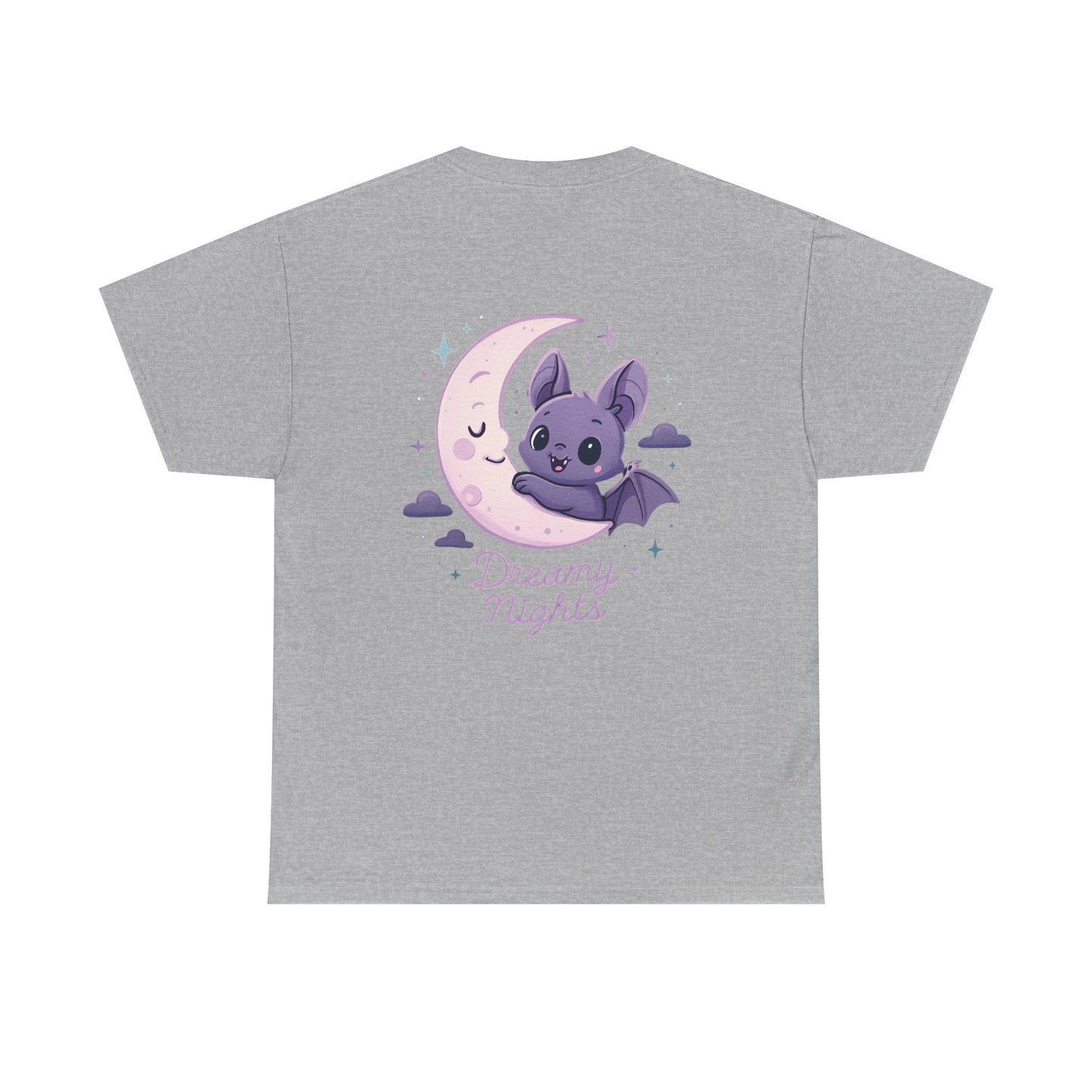 Cute Bat & Moon Unisex Tee for Dreamy Nights, Halloween T-Shirt, Magical Gift, Kids & Adults, Cozy Casual Outfit